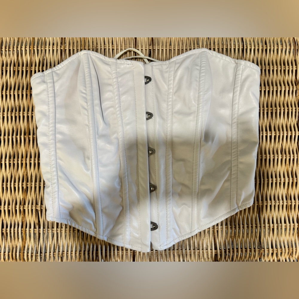 Edikted Cream Corset with Lace-Up Detail